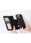ÇOK SATAN Apple iPhone 16 Pro uyumlu, Hakiki Deri, El Yapımı, Cüzdanlı Kılıf, Mat Siyah