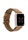 ÇOK SATAN Apple Watch Uyumlu Deri Kordon 42-44-45mm Aqua V18 Taba