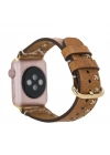 ÇOK SATAN Apple Watch Uyumlu Deri Kordon 42-44-45mm Aqua V18 Taba