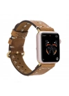 ÇOK SATAN Apple Watch Uyumlu Deri Kordon 42-44-45mm Aqua V18 Taba