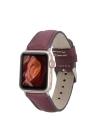 ÇOK SATAN Apple Watch Uyumlu Deri Kordon 42-44-45mm FL6 Bordo