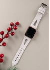 ÇOK SATAN Apple Watch Uyumlu Deri Kordon BA2 42-44-45mm F3 Beyaz
