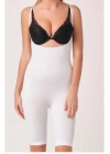 ÇOK SATAN Beyaz Kadın Paçalı Boy Dikişsiz Korse - 751