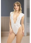 ÇOK SATAN Beyaz Yarım Kol Dantel Bodysuit - 894