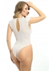 ÇOK SATAN Beyaz Yarım Kol Dantel Bodysuit - 894
