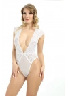 ÇOK SATAN Beyaz Yarım Kol Dantel Bodysuit - 894
