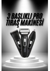 ® 3lü Set Saç Sakal Kesme Traş Makinesi Burun Kılı Alma Tıraş Makinesi