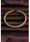 ® 316L Çelik Altın Renk Kalın Yassı Örgü Model Erkek Bileklik
