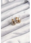 ® 316L Çelik Altın Renk Zirkon Taşlı Halka Model Küpe