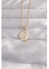 316L Çelik Gold Renk Beyaz Mineli Karışık Figürlü Tarot Kolye