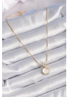 ® 316L Çelik Gold Renk Beyaz Sedefli Vintage Kadın Kolye