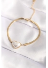 ® 316L Çelik Gold Renk Bombeli Kalp Kadın Bileklik