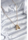 ® 316L Çelik Gold Renk Bubble A Harf Model Kadın Kolye
