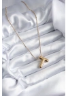 ® 316L Çelik Gold Renk Bubble T Harf Model Kadın Kolye