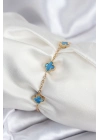 ® 316L Çelik Gold Renk Buz Mavisi Baby Boy Yonca Kadın Bileklik