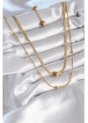 ® 316L Çelik Gold Renk İtalyan Zincir Model Topçuk Detay Kadın Kolye
