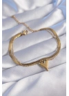® 316L Çelik Gold Renk İtalyan Zincirli Kalp Model Bileklik