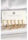 ® 316L Çelik Gold Renk Kalp Model Kadın Küpe Seti