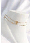 ® 316L Çelik Gold Renk Kalp Tasarımlı 2li Halhal