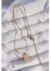 ® 316L Çelik Gold Renk Kare Charm Model Kolye