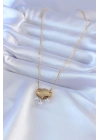 ® 316L Çelik Gold Renk Lotus Model Zirkon Taşlı Kadın Kolye