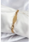 ® 316L Çelik Gold Renk Oval Yazı Yazmaya Uygun Kadın Bileklik