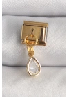 ® 316L Çelik Gold Renk Sallantı Damla Zirkon Taşlı Nomination Charm
