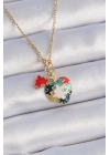 ® 316L Çelik Gold Renk Yapboz Motif Kalp Figür Charm Model Kadın Kolye