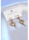 ® 316L Çelik Gold Renk Yılan Model Zirkon Taşlı Kadın Küpe