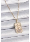 ® 316L Çelik Gold Renk Zincir Terazi Burcu Zirkon Taşlı Kadın Kolye