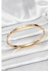 ® 316L Çelik Gold Renk Zirkon Taşlı 65 mm İnce Kadın Kelepçe Bileklik