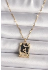 ® 316L Çelik Gold Renk Zirkon Taşlı Ay Figürlü Tarot Model Kadın Kolye