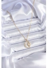 ® 316L Çelik Gold Renk Zirkon Taşlı Ay Yıldız Model Kadın Kolye
