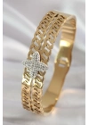 ® 316L Çelik Gold Renk Zirkon Taşlı Çiçek Model Kadın Kelepçe