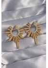 ® 316L Çelik Gold Renk Zirkon Taşlı Güneş Figürlü Küpe