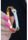 ® 316L Çelik Gold Renk Zirkon Taşlı Kadın Kelepçe