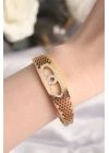 ® 316L Çelik Gold Renk Zirkon Taşlı Kadın Kelepçe Bilezik