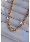 ® 316L Çelik Gold Renk Zirkon Taşlı Kalp Model Zincir Kolye