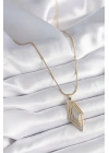 ® 316L Çelik Gold Renk Zirkon Taşlı Vintage Model Kadın Kolye