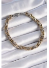 ® 316L Çelik Gümüş Gold Renk Kral Zincir Model Erkek Bileklik
