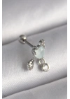 ® 316L Çelik Gümüş Renk Beyaz Minelik Kalp Sallantı Zirkon Taş Detay Tragus Piercing
