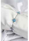 ® 316L Çelik Gümüş Renk Buz Mavisi Baby Boy Yonca Kadın Bileklik