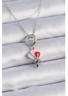 ® 316L Çelik Gümüş Renk Renkli Kalp Figür Charm Model Kadın Kolye
