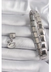 ® 316L Çelik Gümüş Renk Sallantı Beyaz Kuğu Model Nomination Charm