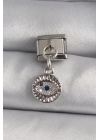 ® 316L Çelik Gümüş Renk Sallantı Zirkon Taşlı Göz Model Nomination Charm