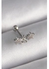 ® 316L Çelik Gümüş Renk Zirkon Taşlı Çiçek Tragus Piercing