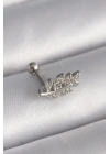 ® 316L Çelik Gümüş Renk Zirkon Taşlı Dal Tragus Piercing