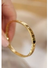 ® 316L Çelik Roma Rakamlı Gold Renk Bilezik Kelepçe