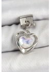 ® 316L Çelik Sallantılı Zirkon Taşlı Kalp Model Gümüş Renk Nomination Charm