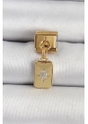® 316L Çelik Sallantılı Zirkon Taşlı Kutup Yıldızı Figürlü Dikdörtgen Model Gold Renk Nomination Charm